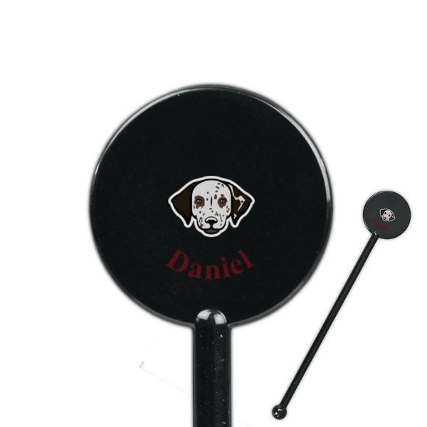 Custom Dog Faces 5.5" Round Plastic Stir Sticks - Black - Single Sided (Personalized)