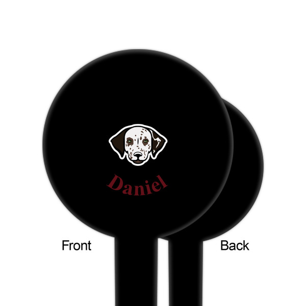 Dog Faces Black Plastic 6" Food Pick - Round - Single Sided - Front & Back