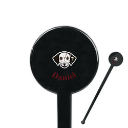Dog Faces 7" Round Plastic Stir Sticks - Black - Double Sided (Personalized)