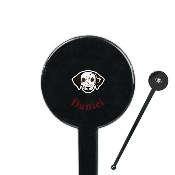 Custom Dog Faces 7" Round Plastic Stir Sticks - Black - Double Sided (Personalized)