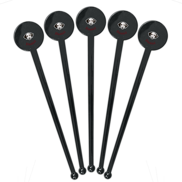 Dog Faces Black Plastic 7" Stir Stick - Round - Fan View
