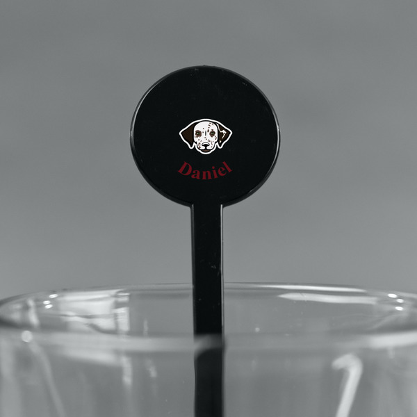 Dog Faces Black Plastic 7" Stir Stick - Round - Main