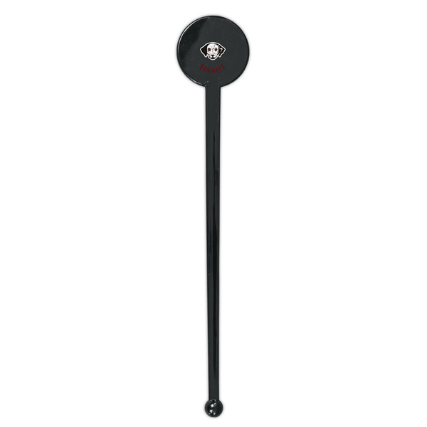 Dog Faces Black Plastic 7" Stir Stick - Round - Single Stick