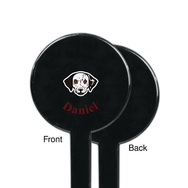 Dog Faces Black Plastic 7" Stir Stick - Single Sided - Round - Front & Back