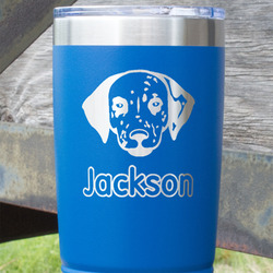 Dog Faces 20 oz Stainless Steel Tumbler - Royal Blue - Single Sided (Personalized)