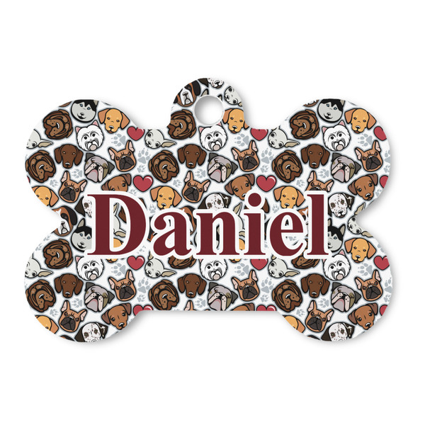 Custom Dog Faces Bone Shaped Dog ID Tag (Personalized)