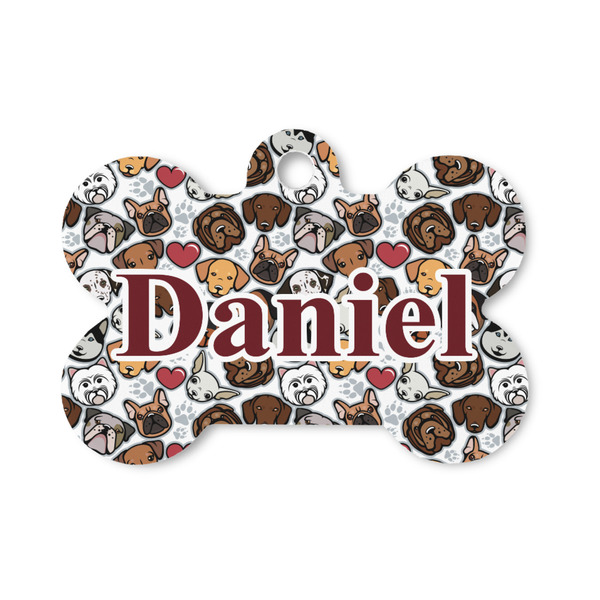Custom Dog Faces Bone Shaped Dog ID Tag - Small (Personalized)