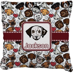 Dog Faces Faux-Linen Throw Pillow 18" (Personalized)