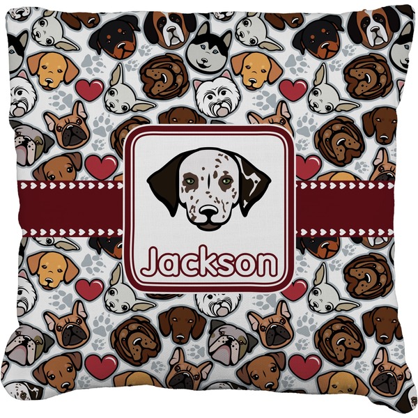 Custom Dog Faces Faux-Linen Throw Pillow 18" (Personalized)
