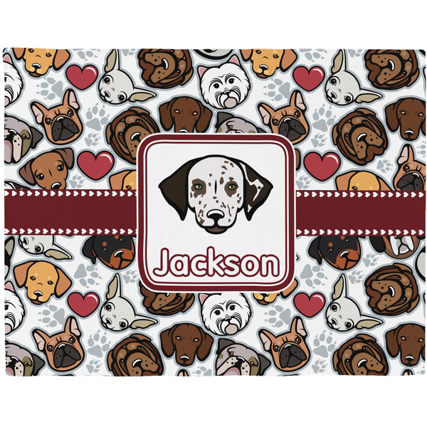 Custom Dog Faces Woven Fabric Placemat - Twill w/ Name or Text