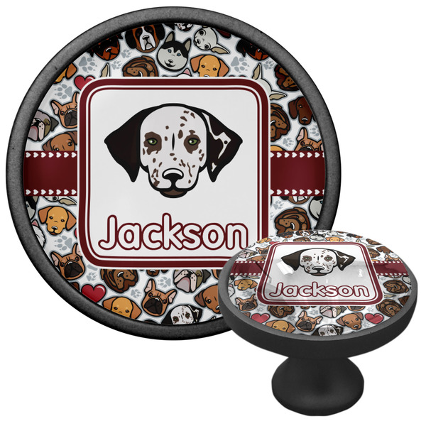 Dog Faces Cabinet Knob - Black - Multi Angle
