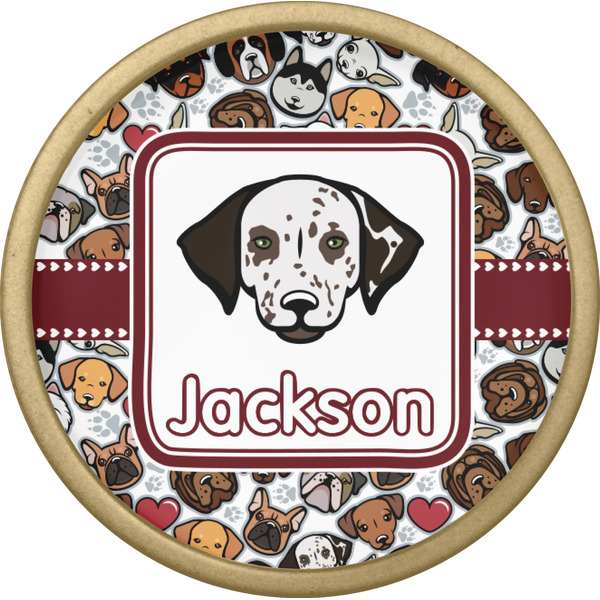 Dog Faces Cabinet Knob - Gold - Front