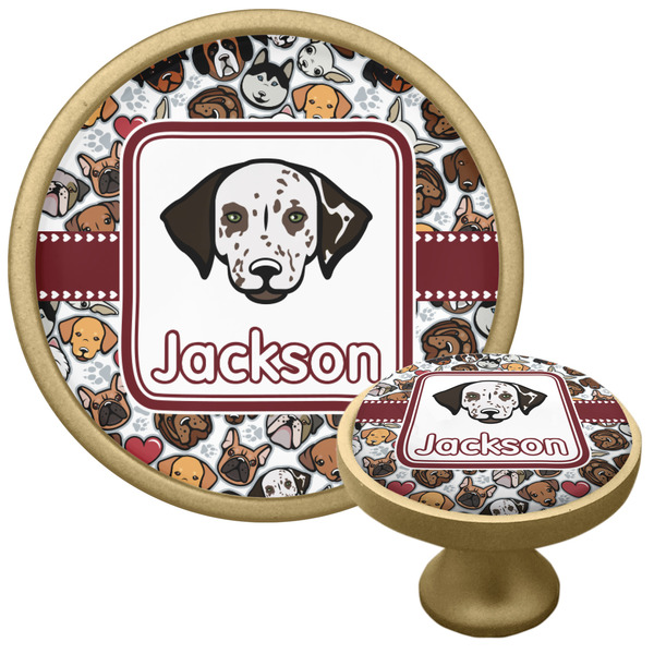Custom Dog Faces Cabinet Knob - Gold (Personalized)