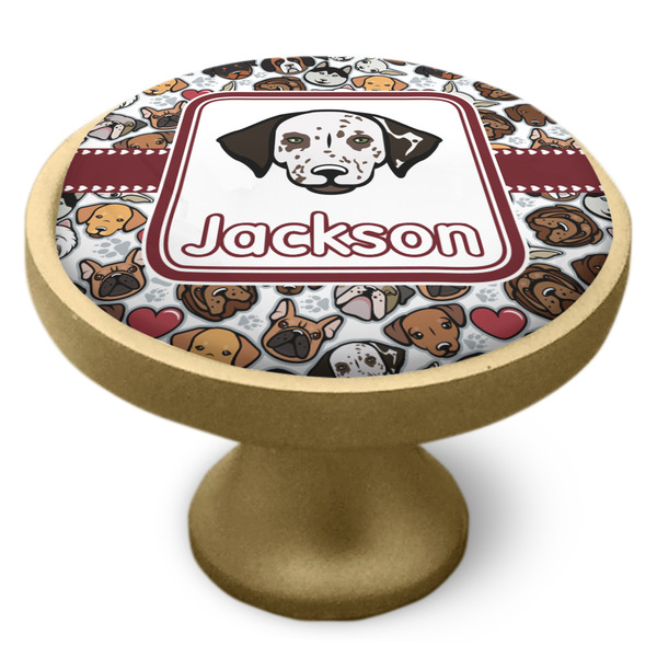 Dog Faces Cabinet Knob - Gold - Side