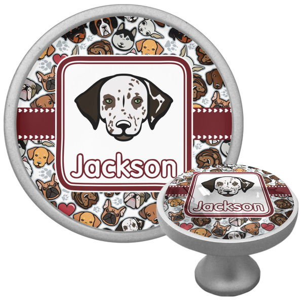 Custom Dog Faces Cabinet Knob (Silver) (Personalized)