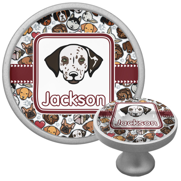 Dog Faces Cabinet Knob - Nickel - Multi Angle