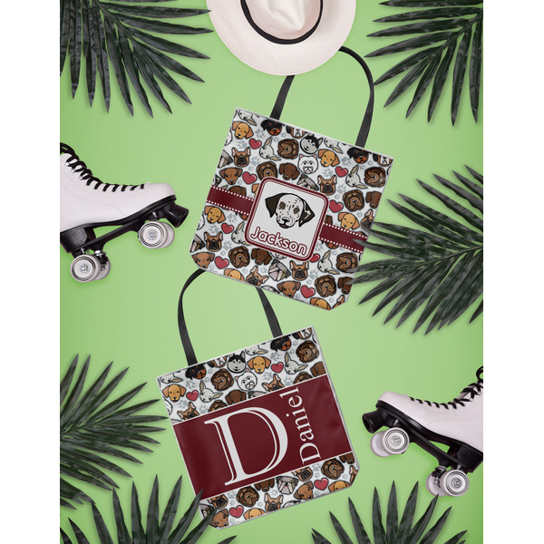 Dog Faces Canvas Tote Lifestyle Front and Back- 13x13