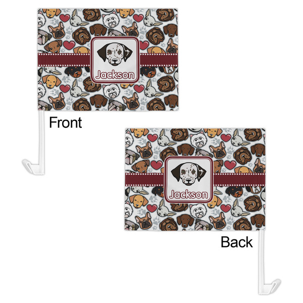 Dog Faces Car Flag - 11" x 8" - Front & Back View