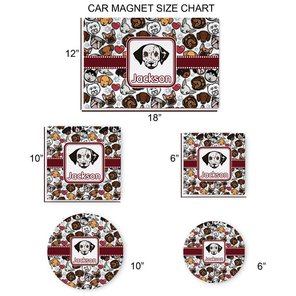 Dog Faces Car Magnets - SIZE CHART