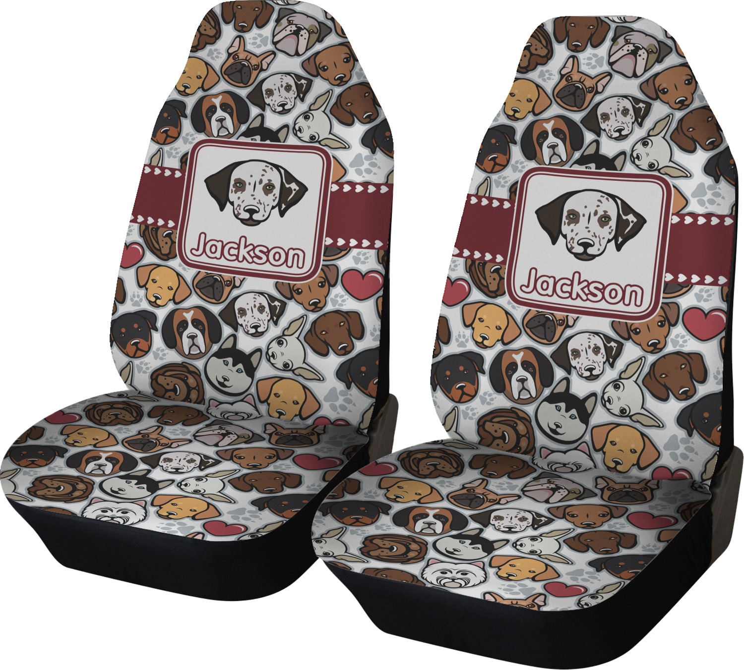 Dog Faces Car Seat Covers (Set of Two) (Personalized) - YouCustomizeIt