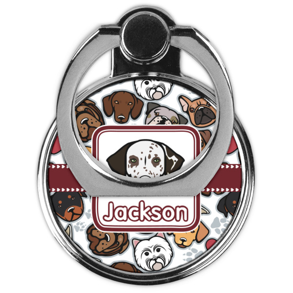 Dog Faces Cell Phone Ring Stand & Holder - Front (Collapsed)