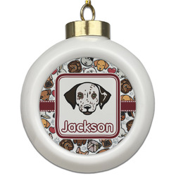 Dog Faces Ceramic Ball Ornament (Personalized)