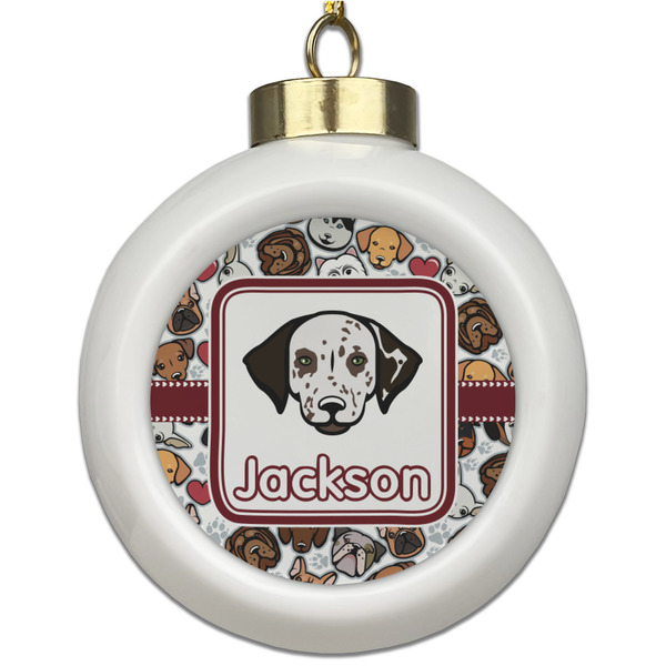 Custom Dog Faces Ceramic Ball Ornament (Personalized)