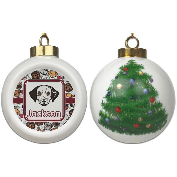 Dog Faces Ceramic Christmas Ornament - X-Mas Tree (APPROVAL)