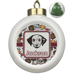 Dog Faces Ceramic Ball Ornament - Christmas Tree (Personalized)