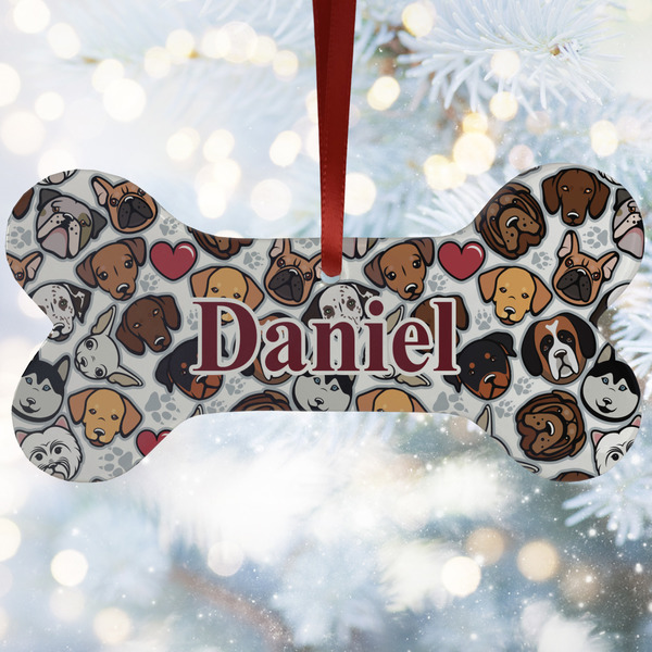 Custom Dog Faces Ceramic Dog Ornament w/ Name or Text