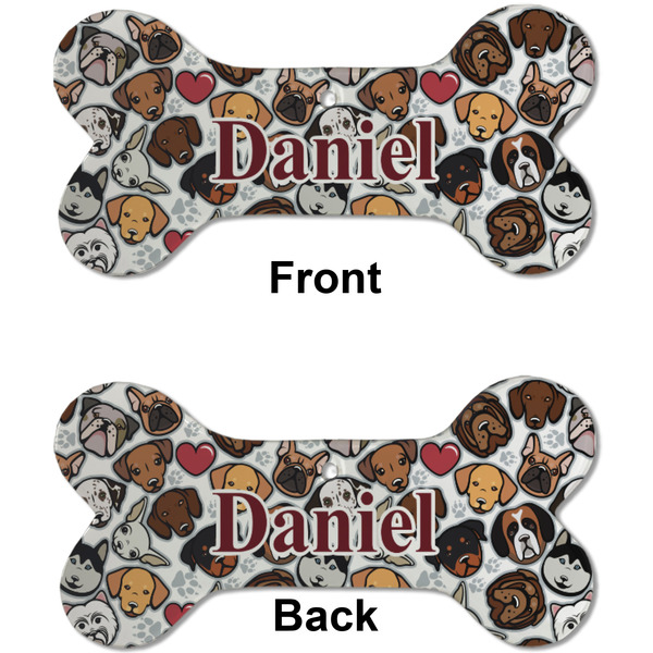 Dog Faces Ceramic Flat Ornament - Bone Front & Back (APPROVAL)