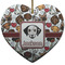 Dog Faces Ceramic Flat Ornament - Heart (Front)