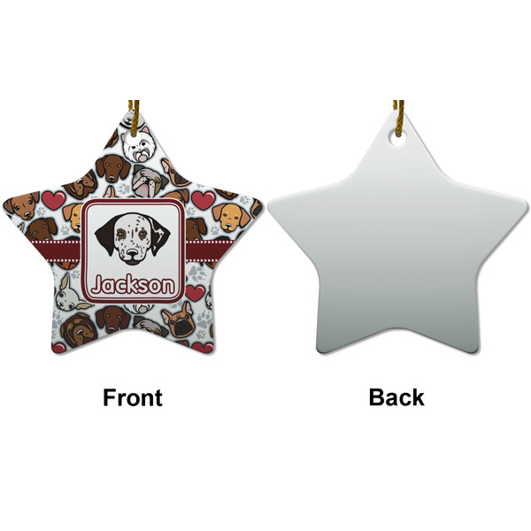 Dog Faces Ceramic Flat Ornament - Star Front & Back (APPROVAL)