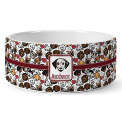 Dog Faces Ceramic Dog Bowl - Large (Personalized)
