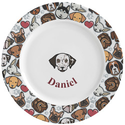 Dog Faces Ceramic Dinner Plates (Set of 4) (Personalized)