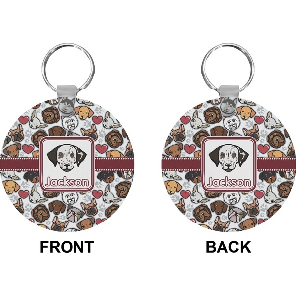 Dog Faces Circle Keychain (Front + Back)