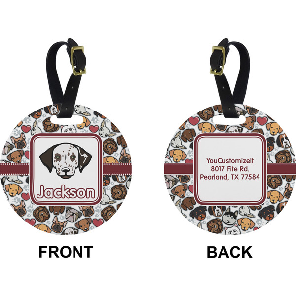 Dog Faces Circle Luggage Tag (Front + Back)