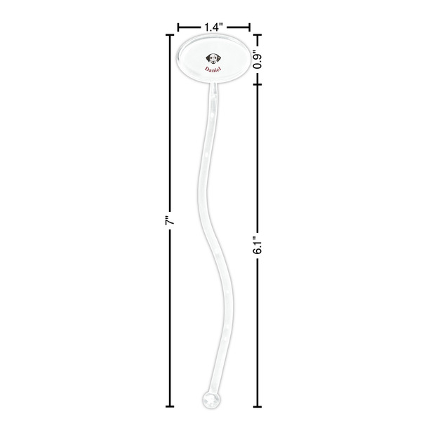 Dog Faces Clear Plastic 7" Stir Stick - Oval - Dimensions