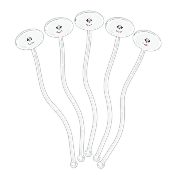 Dog Faces Clear Plastic 7" Stir Stick - Oval - Fan