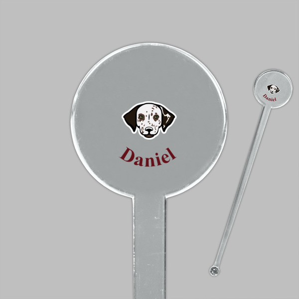Dog Faces Clear Plastic 7" Stir Stick - Round - Closeup