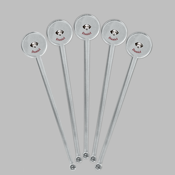 Dog Faces Clear Plastic 7" Stir Stick - Round - Fan View