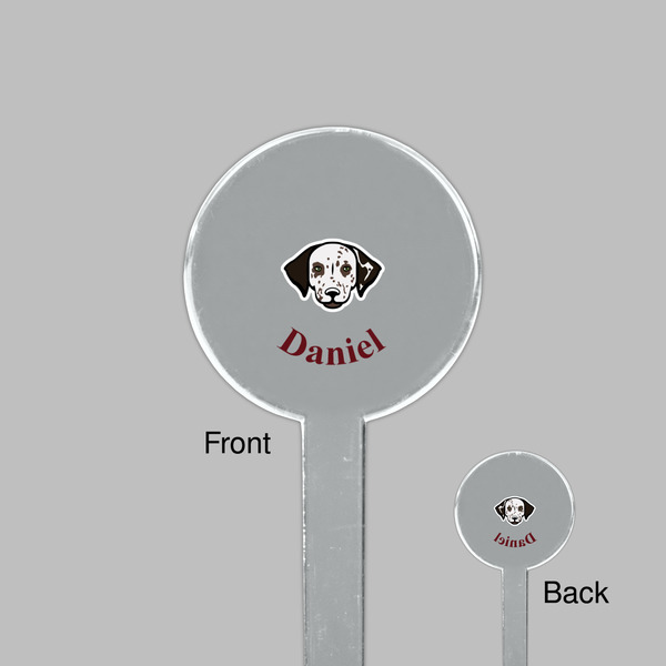 Dog Faces Clear Plastic 7" Stir Stick - Round - Front & Back