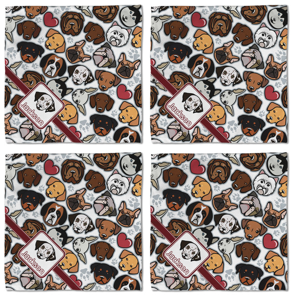 Dog Faces Cloth Napkins - Personalized Lunch (APPROVAL) Set of 4