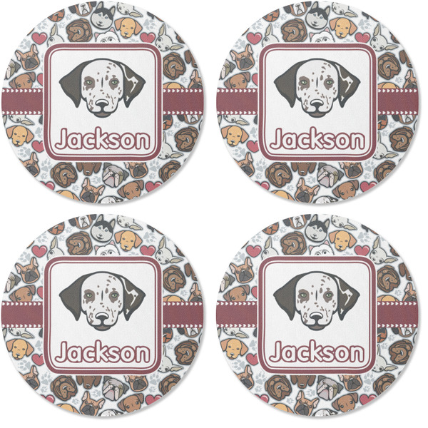 Dog Faces Coaster Round Rubber Back - Apvl