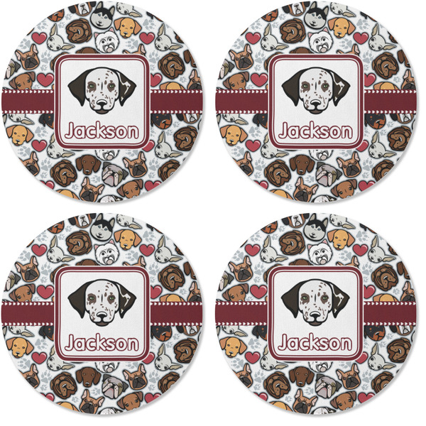 Dog Faces Coaster Round Rubber Back - Apvl