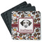 Dog Faces Square Rubber Backed Coasters - Set of 4 (Personalized)