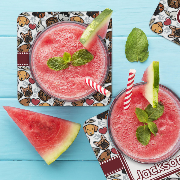 Dog Faces Coaster Set - LIFESTYLE