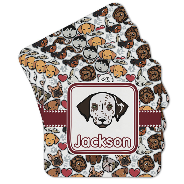 Custom Dog Faces Cork Coaster - Set of 4 w/ Name or Text