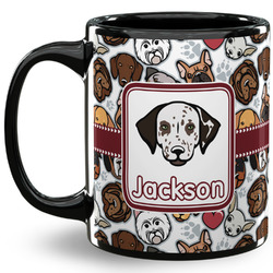 Dog Faces 11 Oz Coffee Mug - Black (Personalized)