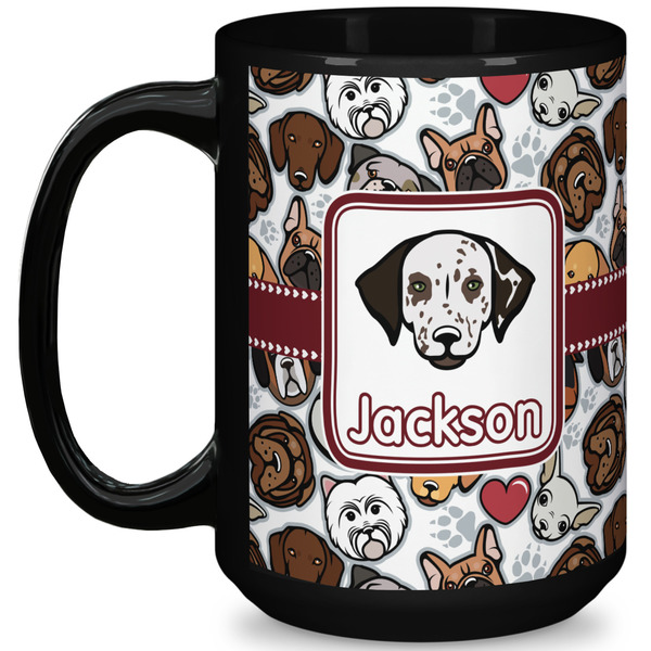 Custom Dog Faces 15 Oz Coffee Mug - Black (Personalized)